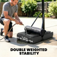 Soozier Basketball Hoop, 7.7 FT to 10 FT Adjustable, Portable Basketball Goal with 43'' Shatterproof Backboard,Fillable Base(m-5)