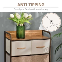 HOMCOM Dresser for Bedroom with 5 Drawers, Chest of Drawers with Metal Frame, Fabric Dresser for Living Room, Multi-Coloured(m-7)