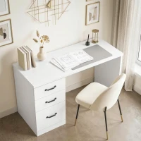 HOMCOM Computer Desk with 3 Drawers, 47" Home Office Desk with Adjustable Hanging Rails for Letter A4 Files, White(m-1)