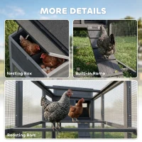 PawHut Large Chicken Coop, Wooden Hen House with Covered Run, Nesting Box, Pull-Out Tray, Opening Asphalt Roof(m-9)