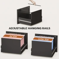 HOMCOM 2 Drawer File Cabinet with Lock, Vertical Filing Cabinet with Adjustable Hanging Bars for A4 and Letter Size, Black(m-5)