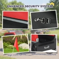 PawHut Dog Bike Trailer for Small & Medium Dogs, Universal Bicycle Coupler, Flip-Down Ramp Tailgate, Red(m-4)