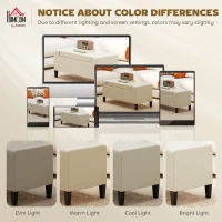 HOMCOM 36" Storage Ottoman Bench, Linen-Look Fabric End of Bed Bench with Solid Wood Frame and Legs, Tufted Storage Chest, Footrest for Living Room, Bedroom, Entryway, Beige(m-6)