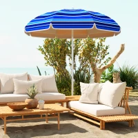 Outsunny 70.9" Dia. Portable Beach Umbrella, UV 50+ Ruffled Outdoor Umbrella with Adjustable Tilt Multicolor(m-8)