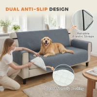 PawHut Waterproof Sofa Cover 3 Seater, Soft Couch Cover for Dogs Cats Pets, Non Slip Sofa Slipcoevr with Elastic Straps(m-5)