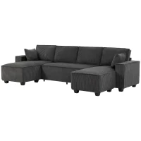 HOMCOM Modular U Shaped Couch, Sectional Sofa with Double Chaises and Spring Cushions, Dark Grey(m-2)