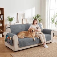 PawHut Waterproof Sofa Cover 3 Seater, Soft Couch Cover for Dogs Cats Pets, Non Slip Sofa Slipcoevr with Elastic Straps(m-1)