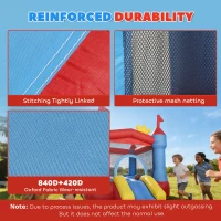 Qaba Bouncy Castle for Kids, Inflatable Bounce House with Slide, Pool/Ball Pit, Basketball Hoop and Blower for Indoor Outdoor(m-5)