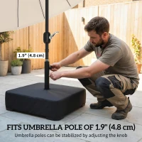 Outsunny Garden Parasol Base 176 lbs Sand Filled Heavy Duty Stand for Cantilever Umbrellas and 1.89" Poles Black(m-5)