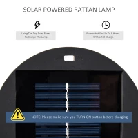 Outsunny Wicker Solar Floor Lamp, Decorative Outdoor Lamp with Auto On/Off LED Light, IP44 for Patio, Porch, Pathway, Black(m-5)