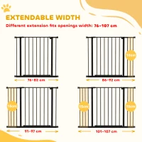 PawHut Pressure Fit Dog Gate Pet Barrier for stairs doorway, 29.9''- 42.1'' Width Black(m-4)