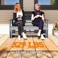 Outsunny Patio Glider Bench w/ HDPE Slatted Double Rocking Chair, Distressed Gray(m-6)