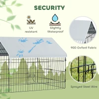 PawHut 73" Small Animal Cage with Roof, Indoor/Outdoor Use,  for Chicken, Rabbits, Chinchillas, Silver(m-9)