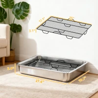 PawHut Dog Potty Tray Stainless Steel for Small and Medium Dogs, Dog Training Tray for Porch, Bathroom, Balcony, 28" x 20" x 4"(m-3)