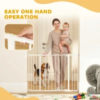 PawHut Pressure Fit Dog Gate Pet Barrier for stairs doorway, 29.9''- 42.1'' Width White(m-7)