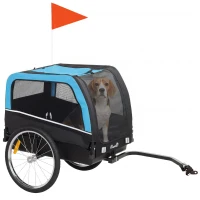 PawHut Dog Bike Trailer, Pet Cart Bicycle Carrier with 20" Air Tires, Quick-Release Wheels, Reflectors, Flag(m-11)
