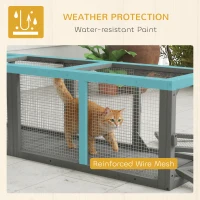 PawHut Outdoor Cat Tunnel, 59" Wooden Play Cat Enclosure, Extendable Pet Run with 3 Doors for Kitty, Puppy, Gray(m-5)