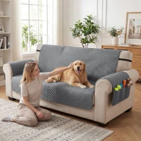 PawHut Waterproof Sofa Cover 3 Seater, Soft Couch Cover for Dogs Cats Pets, Non Slip Sofa Slipcoevr with Elastic Straps(m-8)