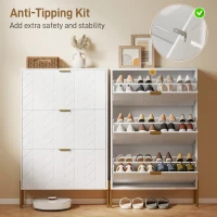 HOMCOM Shoe Cabinet with 3 Flip Drawers, Modern Narrow Shoe Storage Cabinet with Adjustable Shelves, White(m-10)