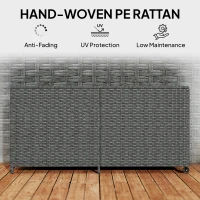 Outsunny 162 Gallon Rattan Deck Box with Wheels, Wicker Outdoor Storage Box with Waterproof Zippered Liner, Safe Pneumatic Rod(m-10)