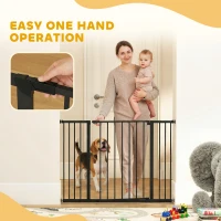 PawHut Pressure Fit Dog Gate Pet Barrier for stairs doorway, 29.9''- 42.1'' Width Black(m-7)