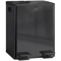 HOMCOM Dual Garbage Bin, Soft-Close Trash Can with Foot Pedal, 2 x 20 Liter Garbage Can with Removable Inner Buckets, Black(m-11)