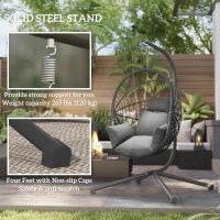 Outsunny Metal Stand Hanging Egg Chair, with Full Body Padded Seat - Grey(m-4)