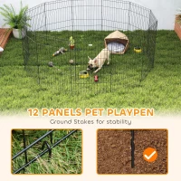 PawHut 36inch Foldable Metal Exercise Pet Playpen Yard Dog Puppy Kennel Cage 12 Panels(m-6)