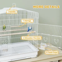 PawHut 23" Bird Cage, Finches Canaries, Parrot Cage with Doors Perches, 2 Feeder Pet Supplies, White(m-6)