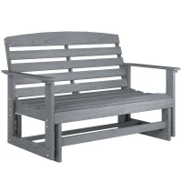 Outsunny Patio Glider Bench w/ HDPE Slatted Double Rocking Chair, Distressed Gray(m-1)