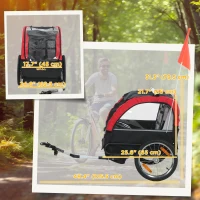 Qaba Bike Trailer for Kids, Baby Bicycle Trailer with 5-Point Harness, 16" Rubber Wheels, Storage Bag, for 18+ Months, Red(m-3)