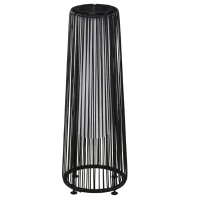 Outsunny Wicker Solar Floor Lamp, Decorative Outdoor Lamp with Auto On/Off LED Light, IP44 for Patio, Porch, Pathway, Black(m-11)