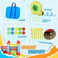 Qaba 9.2 x 9.5FT Bounce House, 4 in 1 Inflatable Bouncy Castle for Kids With Trampoline, Slide, Water Pool, Basket, Blower(m-6)