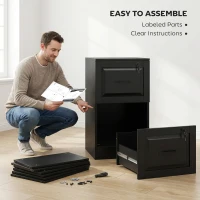 HOMCOM 2 Drawer File Cabinet with Lock, Vertical Filing Cabinet with Adjustable Hanging Bars for A4 and Letter Size, Black(m-9)