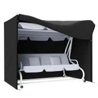 Outsunny 3 Seater Garden Swing Cover, Waterproof 420D Outdoor Swing Bench Cover with Zip, Windproof and Anti-UV, Black(m-11)