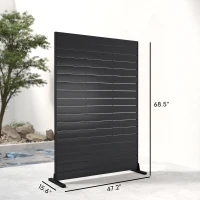 Outsunny HDPE Outdoor Privacy Screen, 47.2"W x 68.5"H Decorative Privacy Fence Screen with Stand and 6 Panels, Black(m-3)