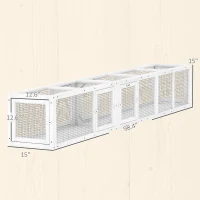 PawHut Wooden 98" Cat Tunnel for Outdoor with Combinable Design, 8 Doors, White(m-3)