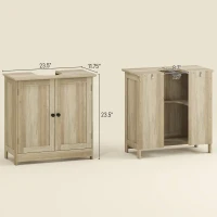 HOMCOM Bathroom Vanity Cabinet, Under Sink Bathroom Cabinet with 2 Doors and Adjustable Shelf, Weathered Gray Oak(m-3)