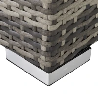 Outsunny Rattan Garden Coffee Table, 25.6" Square Garden Rattan Table with Tempered Glass Top, Deep Grey(m-10)