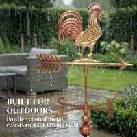 Outsunny Metal Rooster Weathervane, Roof Mount Wind Direction Indicator, Outdoor Weather Vanes(m-6)