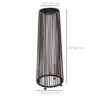 Outsunny Wicker Solar Floor Lamp, Decorative Outdoor Lamp with Auto On/Off LED Light, IP44 for Patio, Porch, Pathway, Brown(m-3)