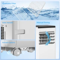 HOMCOM 8000 BTU Portable 4-in-1 Air Conditioner with Cool, Dehumidifier, Fan, Sleep, WiFi Voice Remote Control, White(m-10)