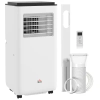 HOMCOM 8,000 BTU Moible Air Conditioner 345 Sq. Ft., Dehumidifier Fan Auto Sleep with 24H Timer On/Off, Window Kit, White(m-11)