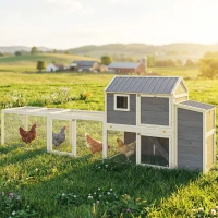 PawHut Large Chicken Coop, 134"L Wooden Chicken House with Run, Nesting Box, Slide-Out Tray, Waterproof Roof and Ramp(m-8)