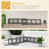 PawHut Outdoor Cat Tunnel, 59" Wooden Play Cat Enclosure, Extendable Pet Run with 3 Doors for Kitty, Puppy, Gray(m-8)