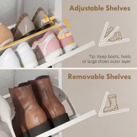 HOMCOM Shoe Cabinet with 2 Flip Drawers, Boho Narrow Shoe Storage Cabinet, White(m-6)