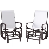 Outsunny Gliding Lounger Chair Set of 2, Single Rockers with Lightweight Metal & Mesh Construction, Beige(m-1)