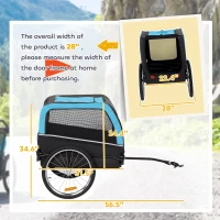 PawHut Dog Bike Trailer, Pet Cart Bicycle Carrier with 20" Air Tires, Quick-Release Wheels, Reflectors, Flag(m-3)