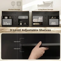 HOMCOM Sideboard Buffet Cabinet, 55" Farmhouse Kitchen Cabinet with 4 Barn Doors, 6 Drawers and 2 Adjustable Shelves, Black(m-6)