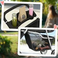 PawHut 3 Wheels Foldable Dog Stroller with Storage Basket, Adjustable Canopy, Cupholder for Miniature and Small Dogs, Black(m-9)